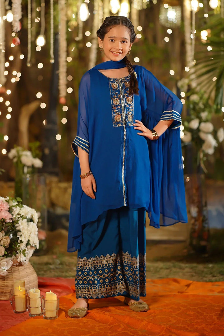 Ochre Girls Pret  Chiffon Hand Adda Work 3 Piece Suit AC-75 - Summer Collection