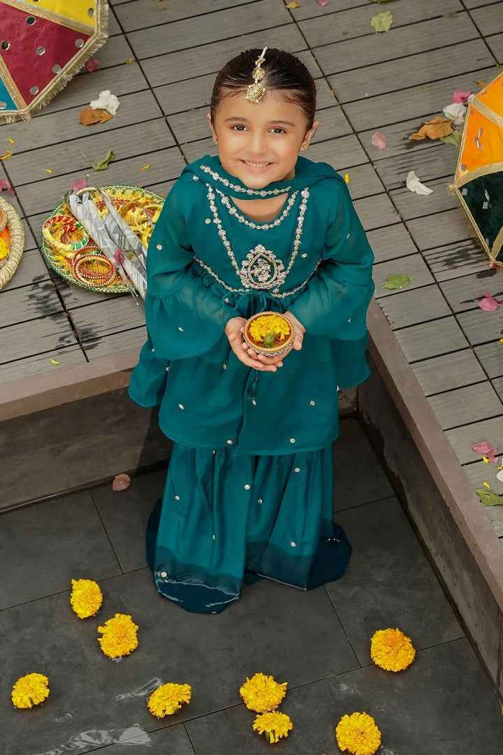 Ochre RTW Embroidered Girls 3 Piece Chiffon  INSHD-07 - Summer Collection