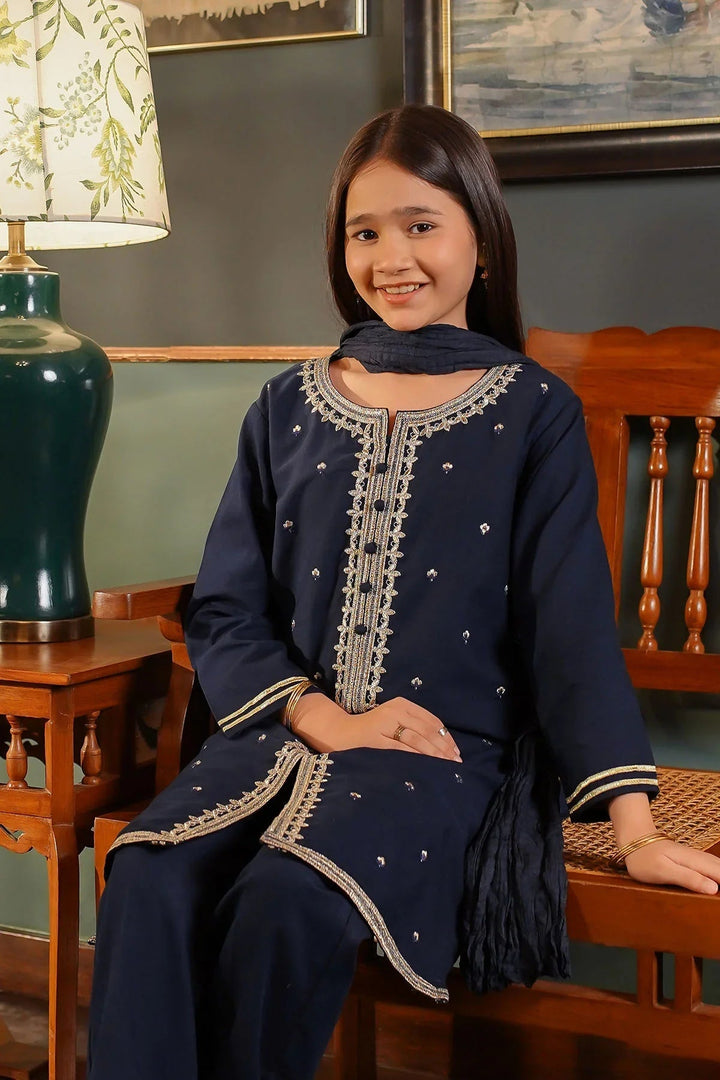 Ochre Girls Pret Embroidered Cotton 3 Piece Suit EMCF-03 - Summer Collection