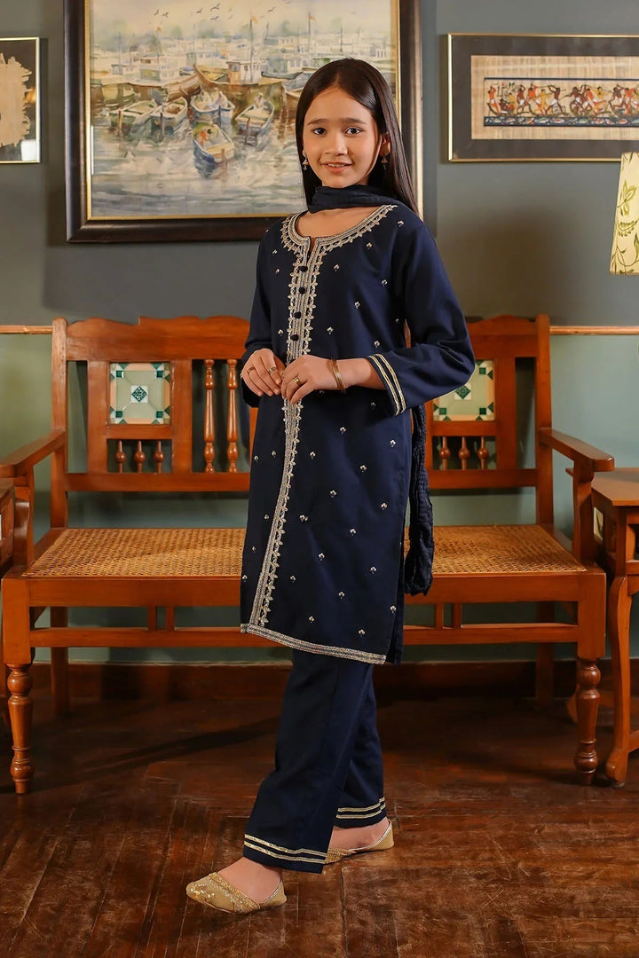 Ochre Girls Pret Embroidered Cotton 3 Piece Suit EMCF-03 - Summer Collection
