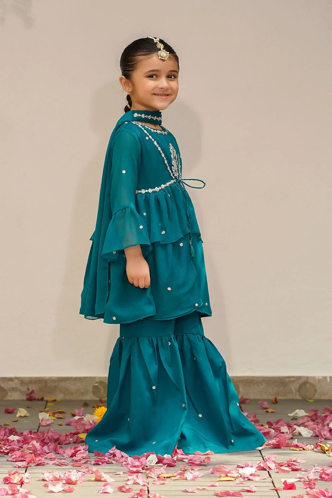 Ochre RTW Embroidered Girls 3 Piece Chiffon  INSHD-07 - Summer Collection