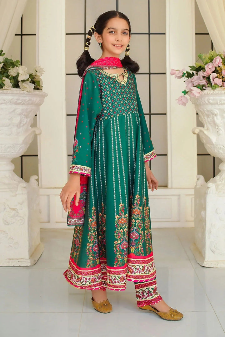 Ochre Girls Pret Printed Swiss Lawn 3 Piece Suit CORF-01 - Summer Collection