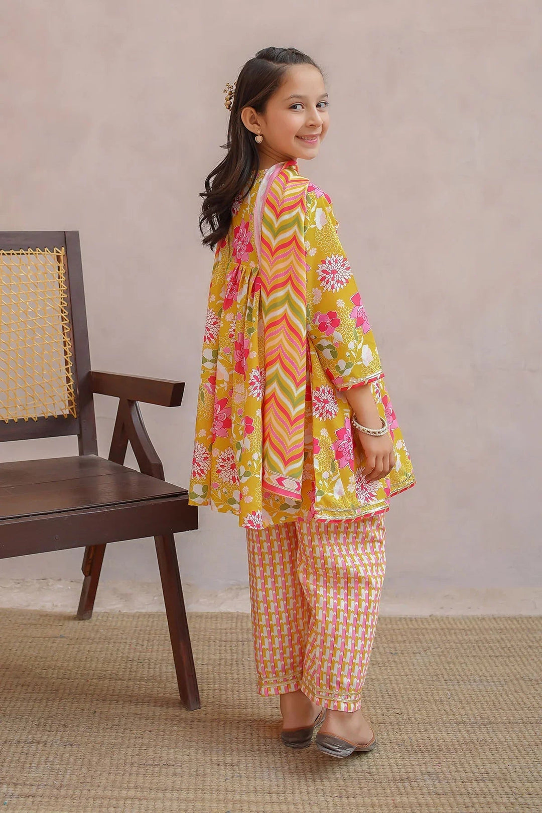 Ochre Girls Pret Printed Swiss Lawn 3 Piece Suit INDP-36 - Summer Collection