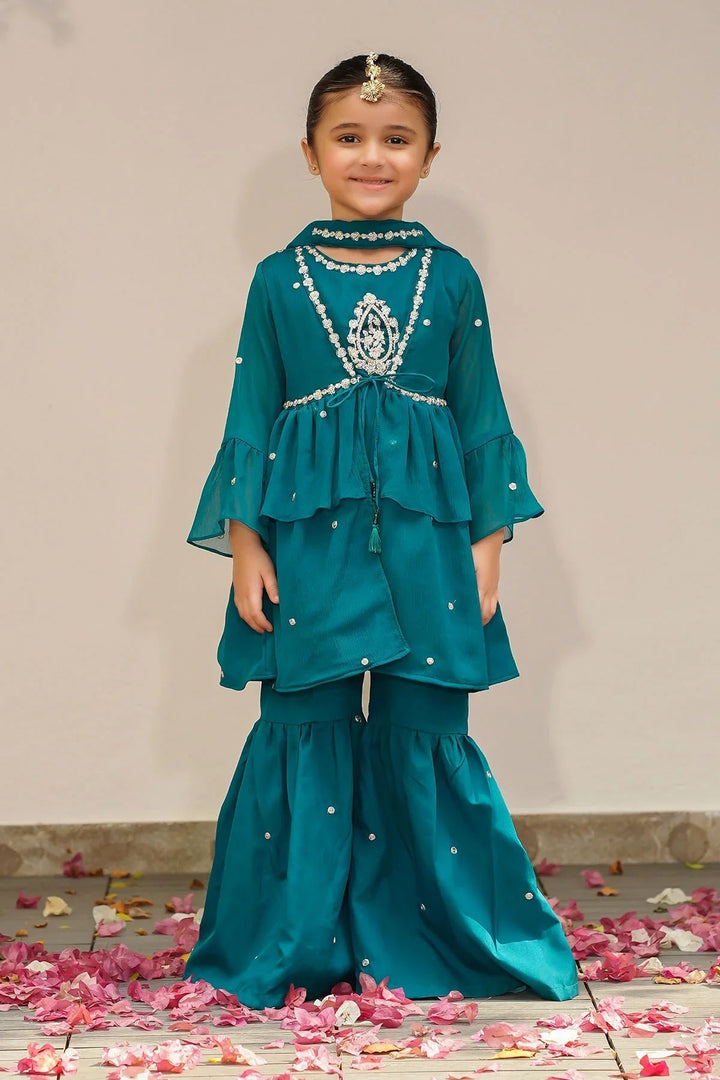 Ochre RTW Embroidered Girls 3 Piece Chiffon  INSHD-07 - Summer Collection