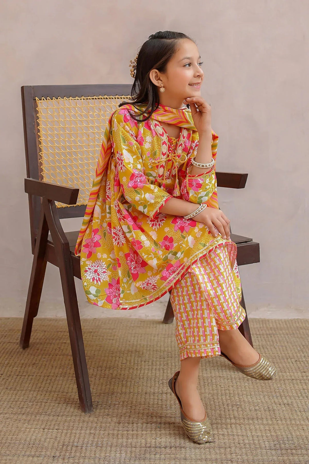 Ochre Girls Pret Printed Swiss Lawn 3 Piece Suit INDP-36 - Summer Collection