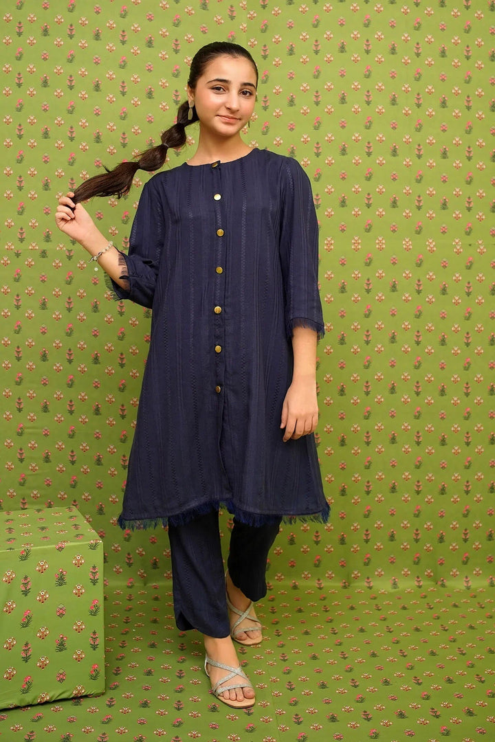 Ochre RTW Embroidered Girls 2 Piece Cotton Dobby Embellished OFW-SC-27 - Summer Collection