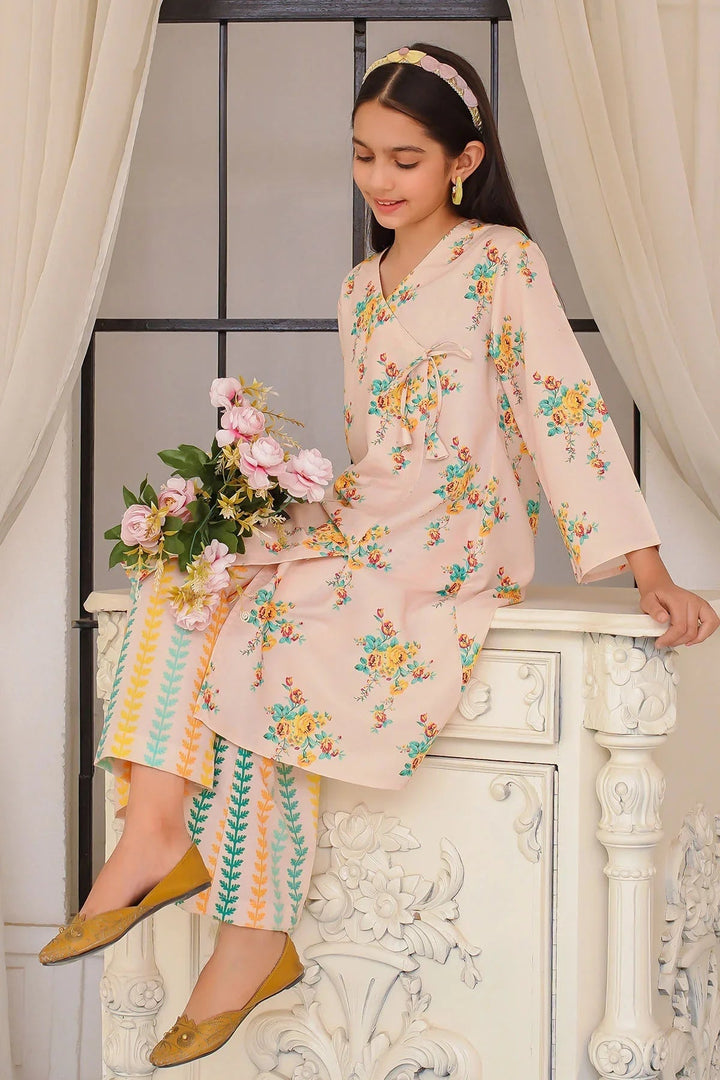 Ochre Girls Pret Printed Swiss Lawn 2 Piece Suit COR-135 - Summer Collection