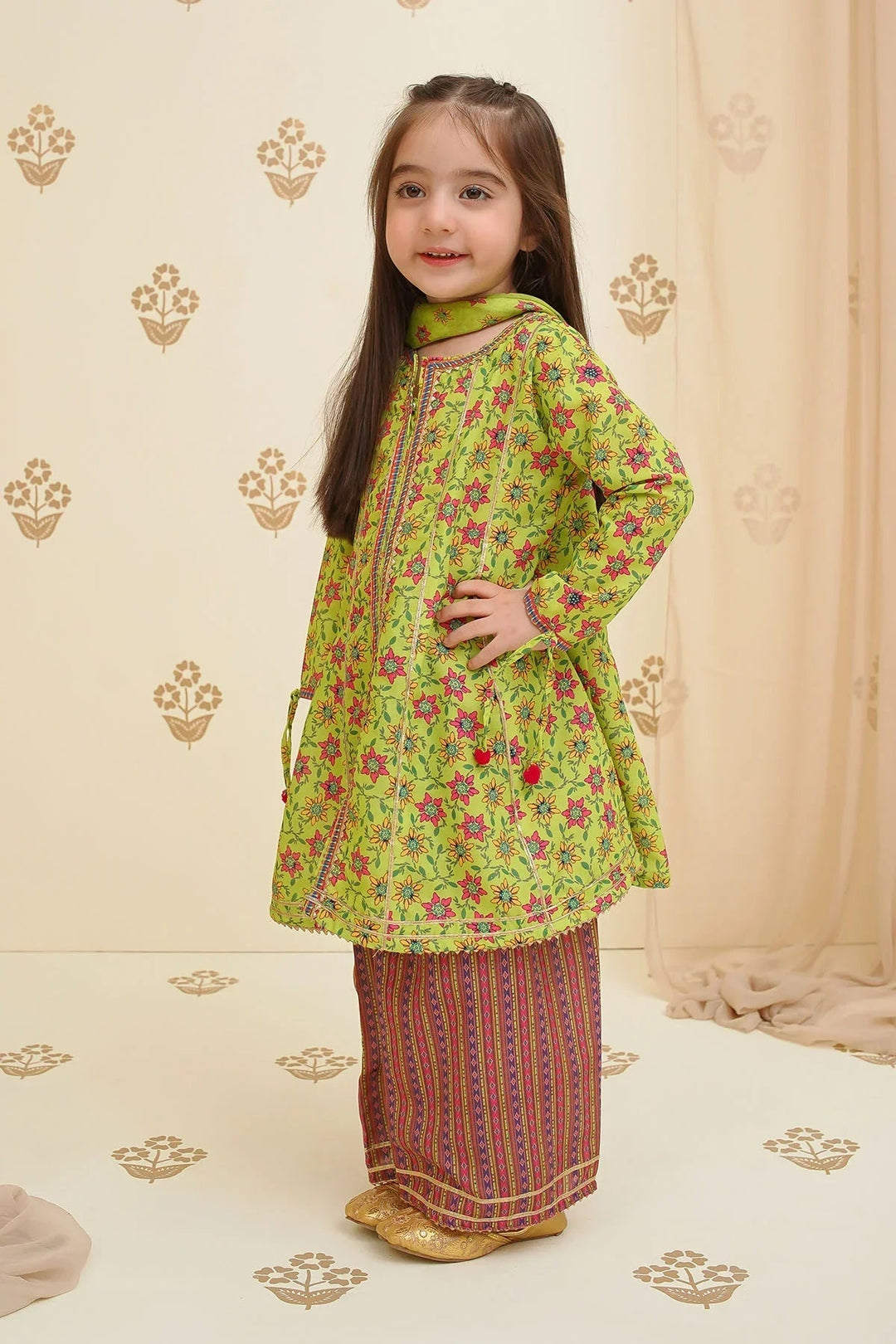 Ochre Girls Pret Printed Swiss Lawn 3 Piece Suit INDP-20 - Summer Collection