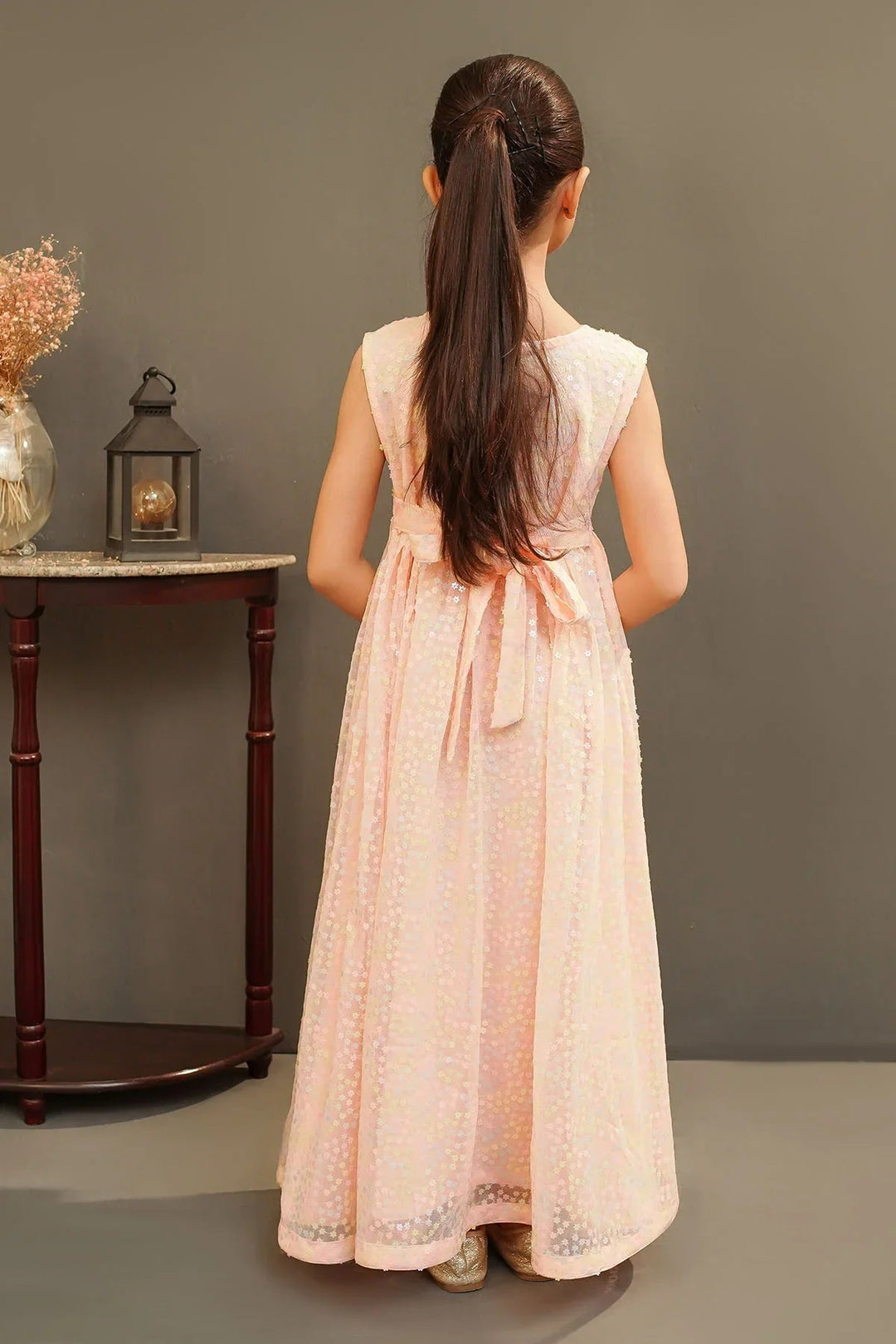 Ochre Girls Pret Embroidered Sequence Net Dress INCF-22 - Summer Collection