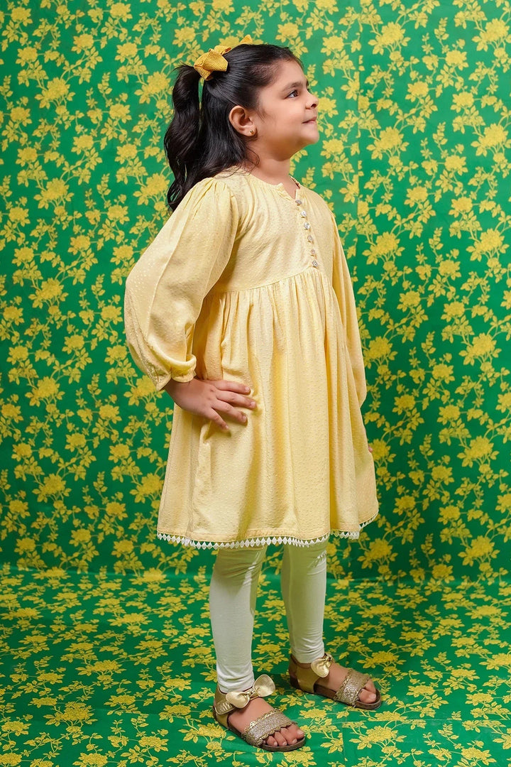 Ochre RTW Embroidered Girls 1 Piece Cotton Broshia Kurta OFK-PRC-37 - Summer Collection