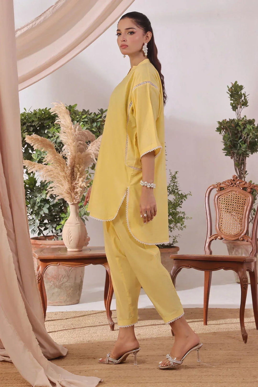 Ochre Women RTW Lawn 2 Piece Suit Yellow Slub Lawn - Festive Collection
