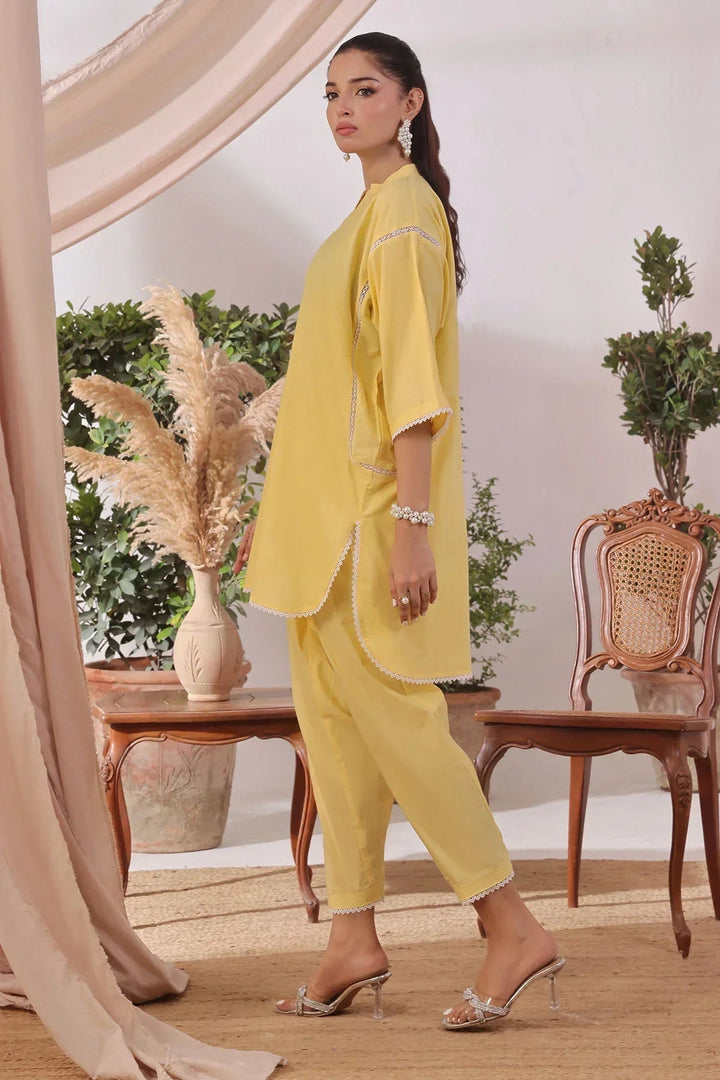 Ochre Women RTW Lawn 2 Piece Suit Yellow Slub Lawn - Festive Collection