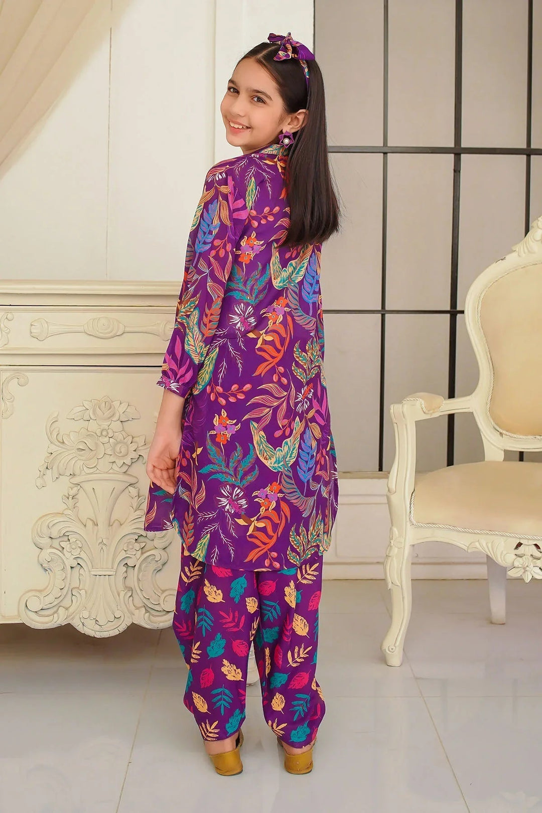 Ochre Girls Pret Printed Swiss Lawn 2 Piece Suit COR-126 - Summer Collection