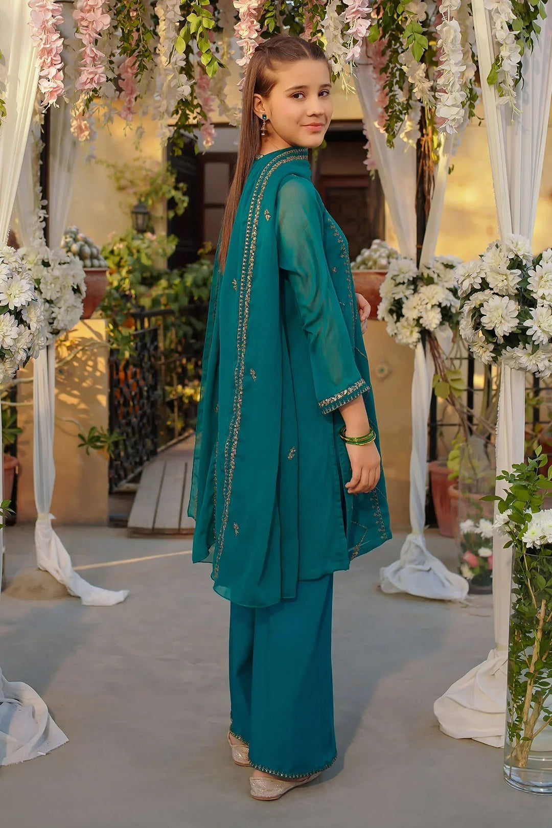 Ochre Girls Pret Embroidered Chiffon 3 Piece Suit EM-52 - Summer Collection