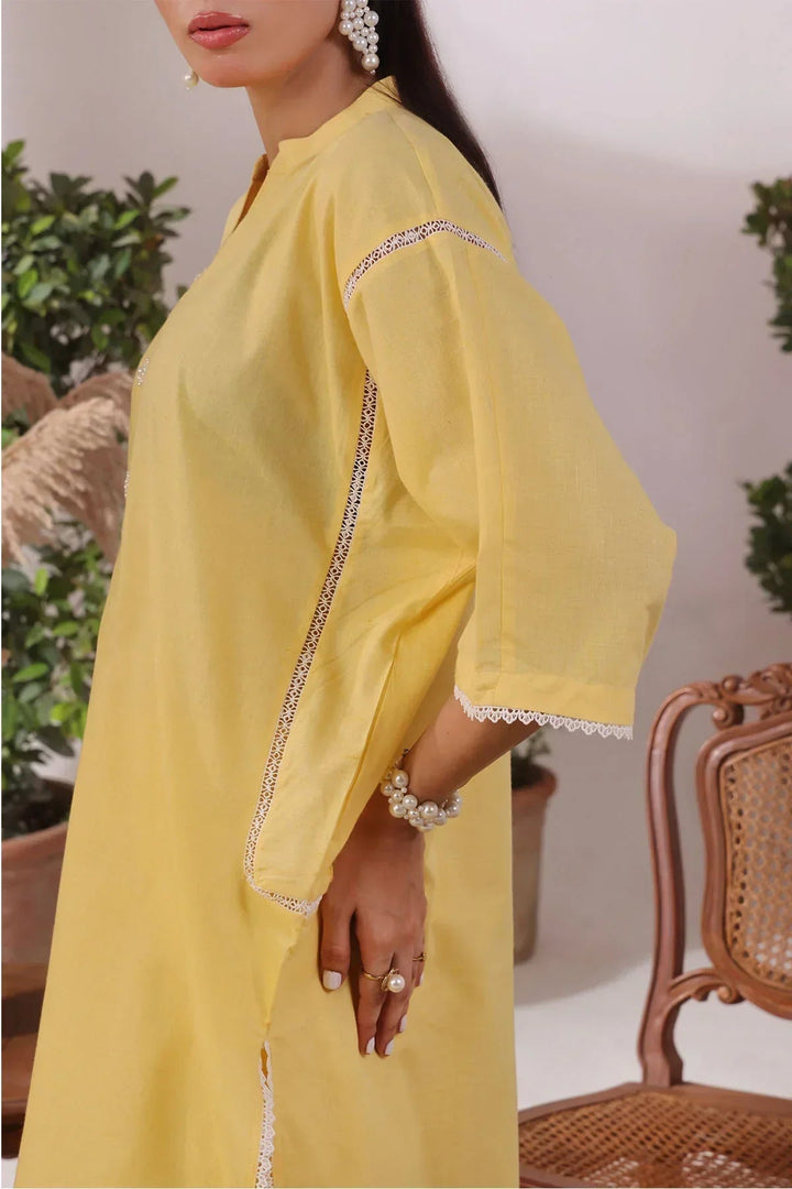 Ochre Women RTW Lawn 2 Piece Suit Yellow Slub Lawn - Festive Collection
