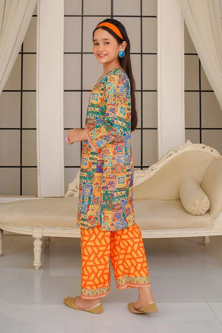Ochre Girls Pret Printed Swiss Lawn 2 Piece Suit COR-127 - Summer Collection