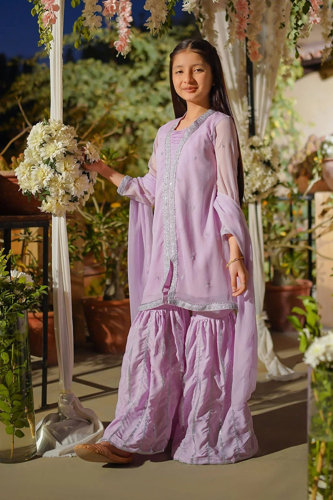 Ochre Girls Pret Embroidered Chiffon 3 Piece Suit EM-51 - Summer Collection