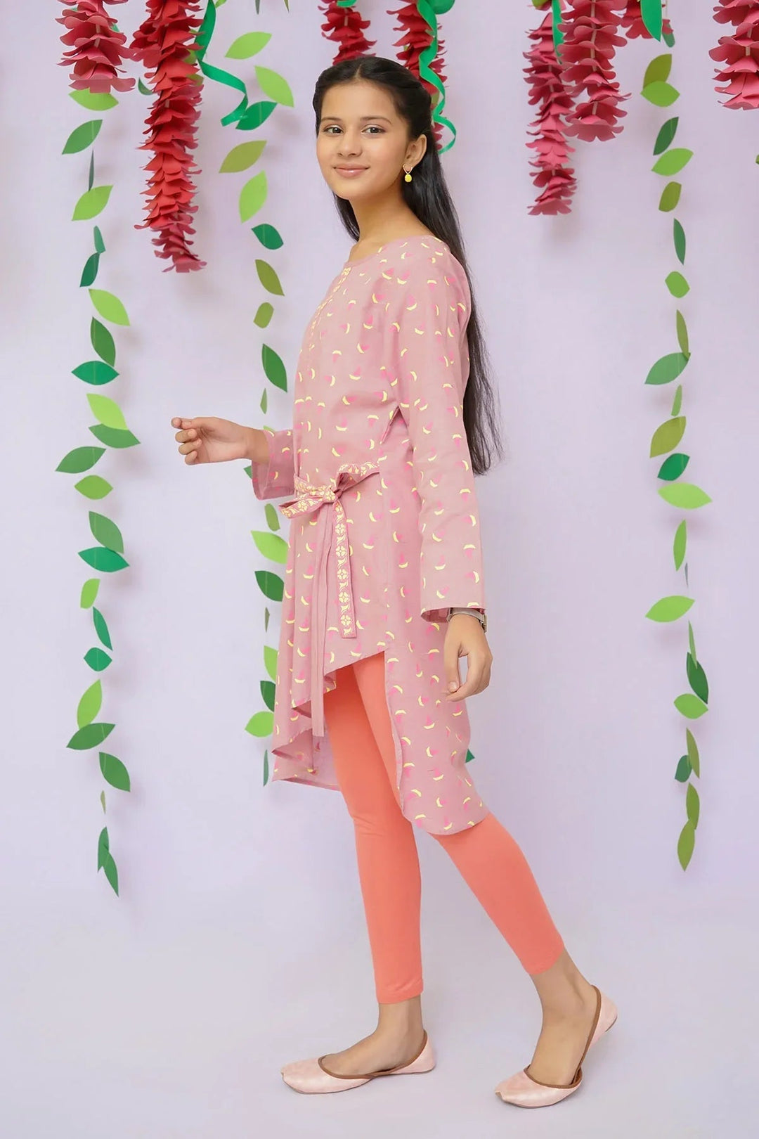 Ochre RTW Printed Girls 1 Piece Cotton Chambray Kurta OFK-PRC-26 - Winter Collection