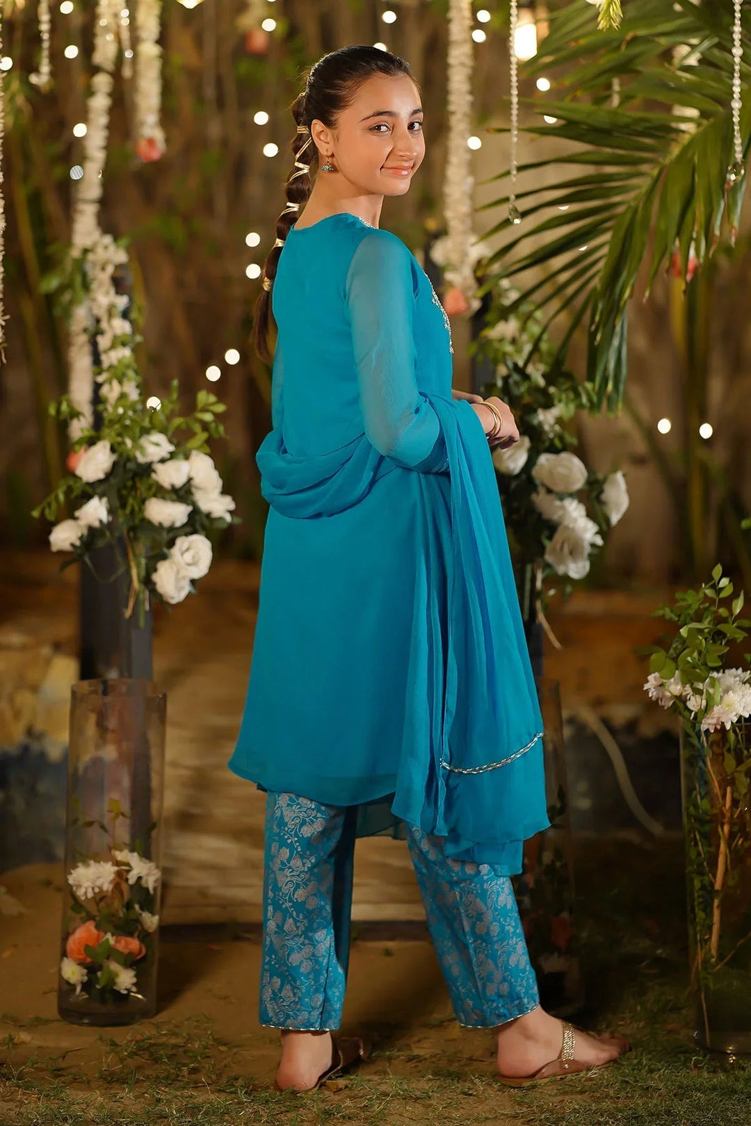 Ochre Girls Pret  Chiffon Hand Adda Work 3 Piece Suit AC-69 - Summer Collection