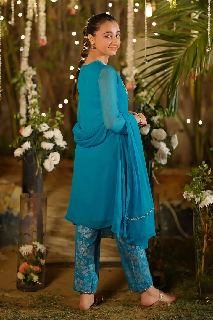 Ochre Girls Pret  Chiffon Hand Adda Work 3 Piece Suit AC-69 - Summer Collection