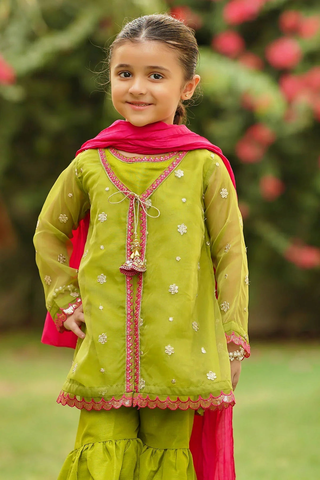 Ochre RTW Embroidered Girls 3 Piece Organza  INMHD-05 - Winter Collection