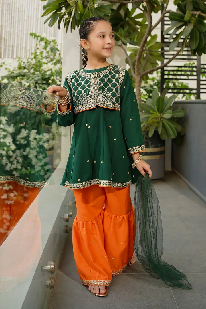 Ochre RTW Embroidered Girls 3 Piece Silk  INMHD-04 - Winter Collection