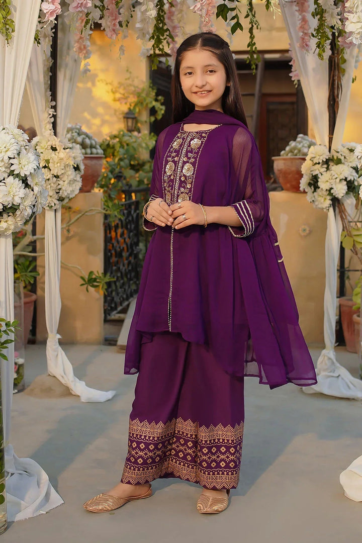 Ochre Girls Pret  Chiffon Hand Adda Work 3 Piece Suit AC-59 - Summer Collection