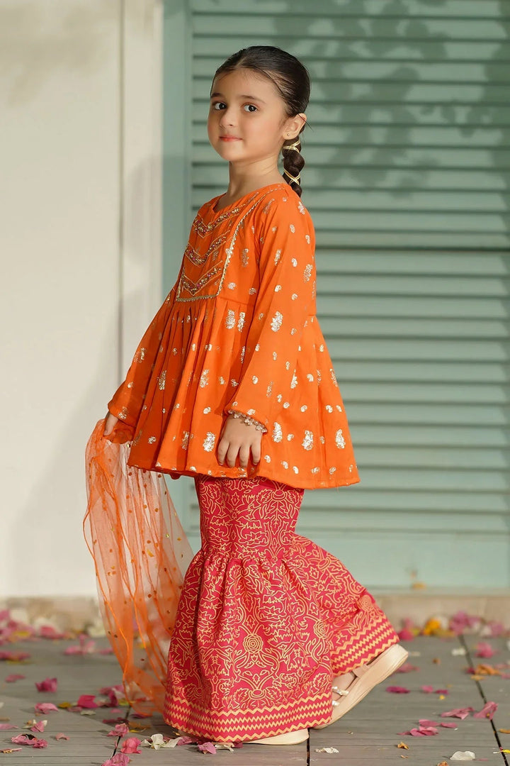 Ochre RTW Embroidered Girls 3 Piece Jacquard Hand Adda Work INMHD-03 - Winter Collection