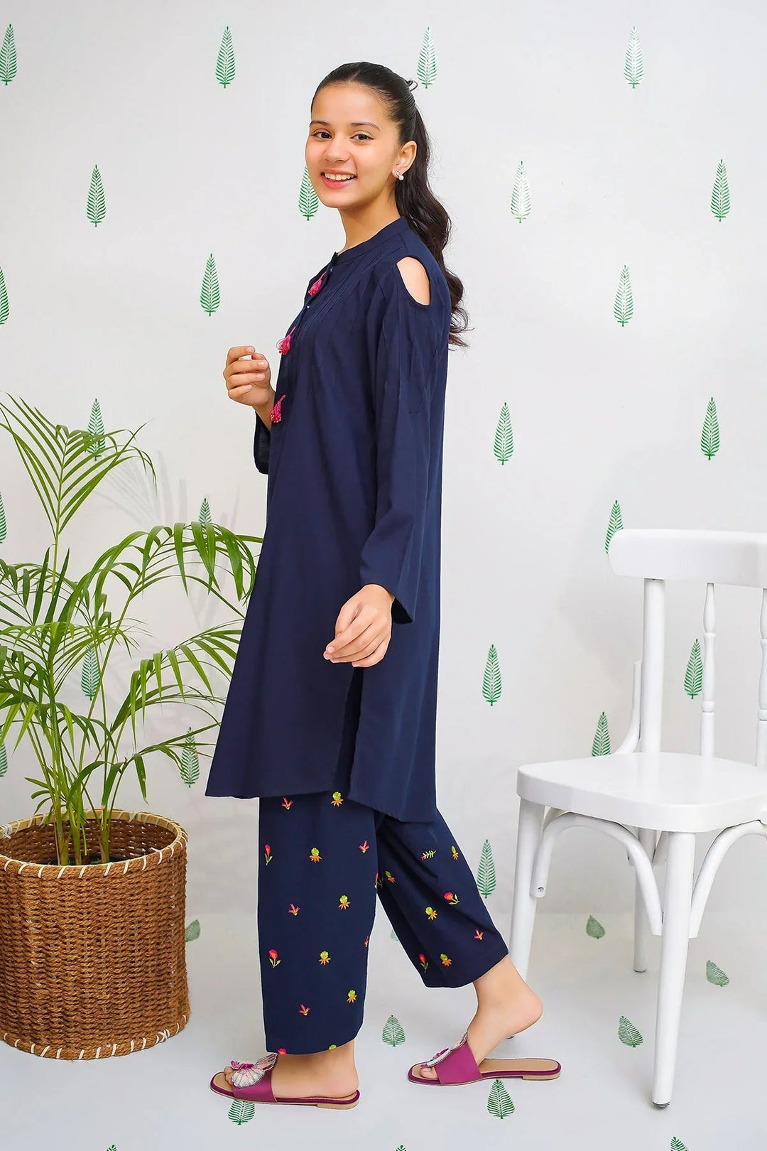 Ochre RTW Embroidered Girls 2 Piece Cotton  EMC-03 - Summer Collection