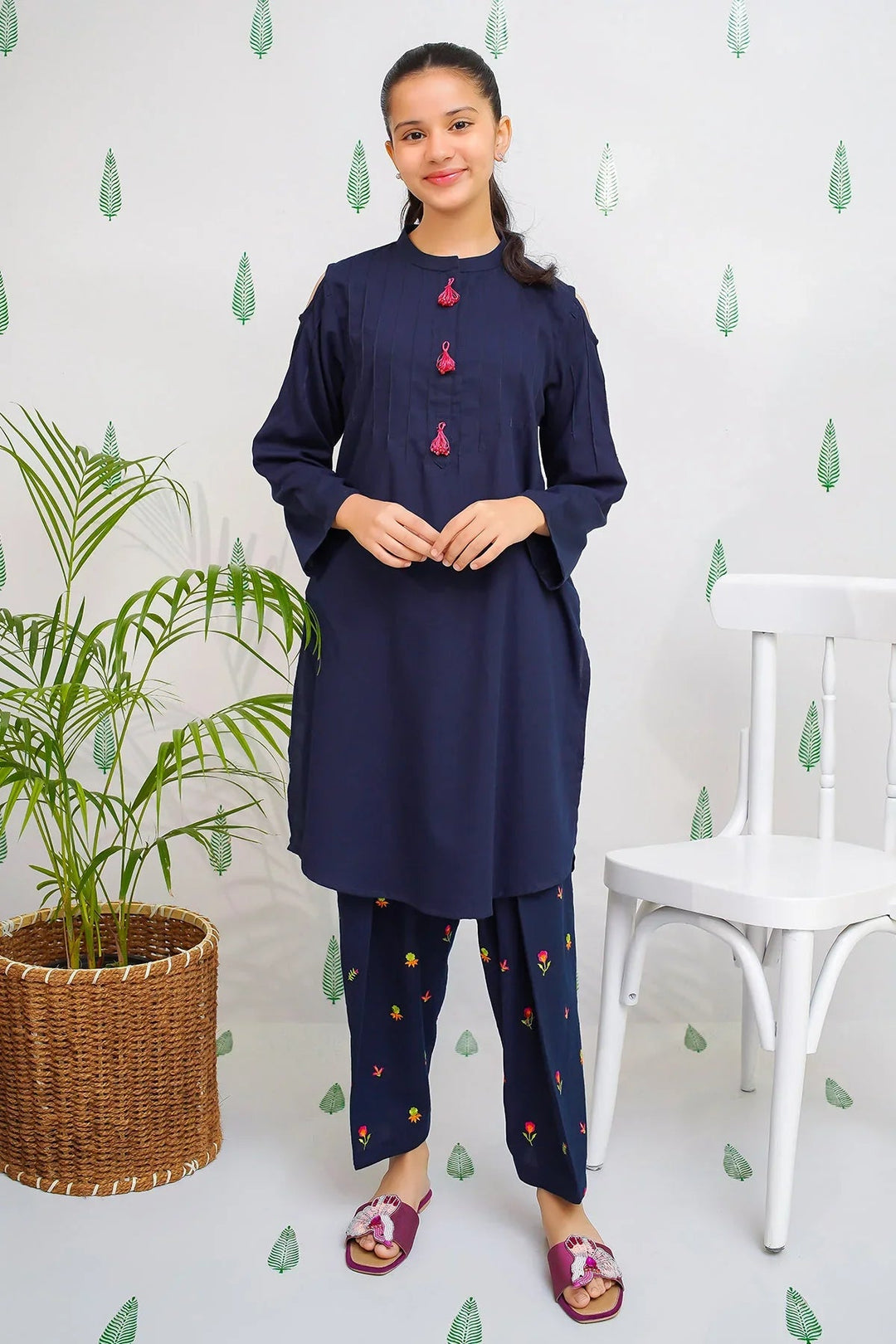 Ochre RTW Embroidered Girls 2 Piece Cotton  EMC-03 - Summer Collection