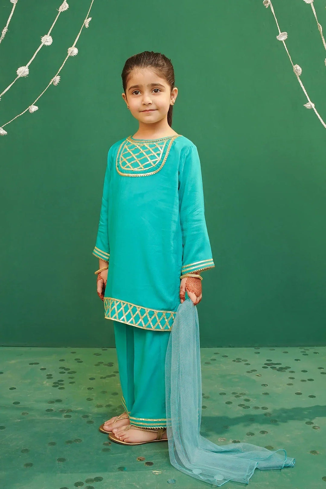 Ochre Girls Pret Embroidered Rod Silk 3 Piece Suit INCE-03 - Summer Collection