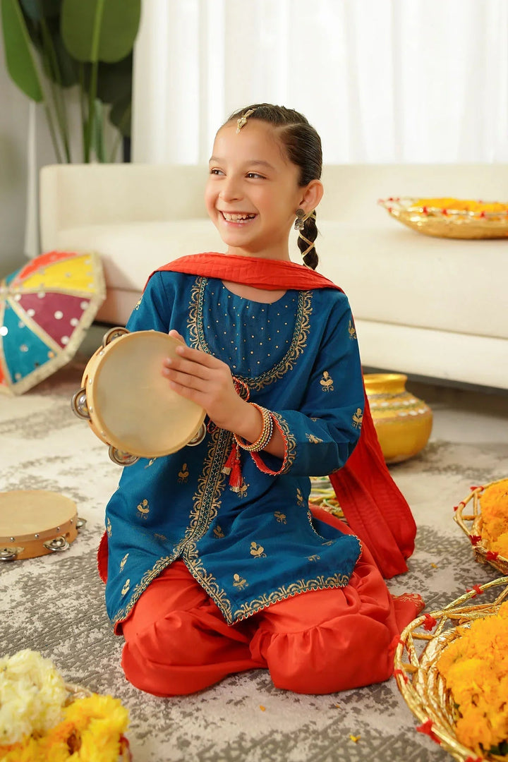 Ochre RTW Printed Girls 3 Piece Silk  INMHD-02 - Winter Collection