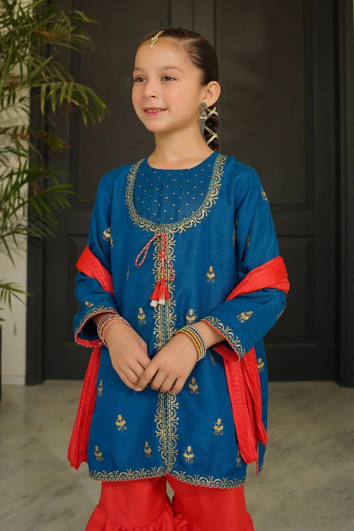 Ochre RTW Printed Girls 3 Piece Silk  INMHD-02 - Winter Collection