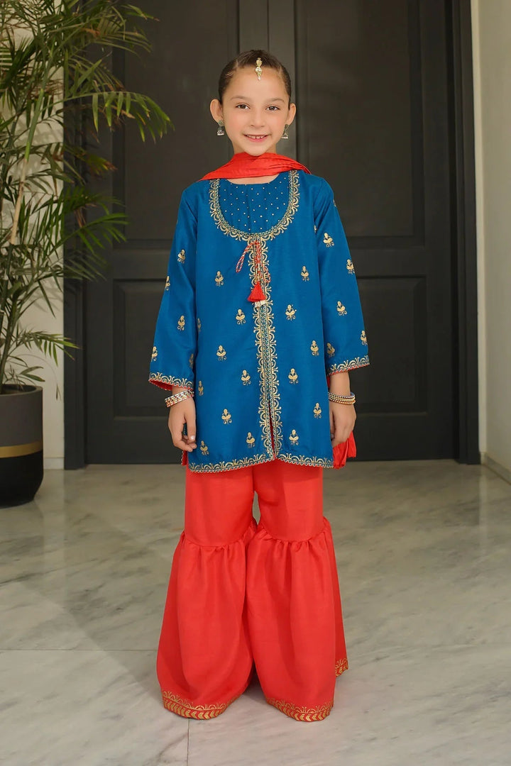 Ochre RTW Printed Girls 3 Piece Silk  INMHD-02 - Winter Collection