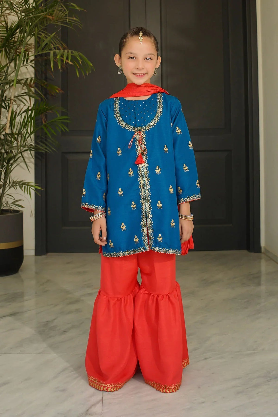 Ochre RTW Printed Girls 3 Piece Silk  INMHD-02 - Winter Collection