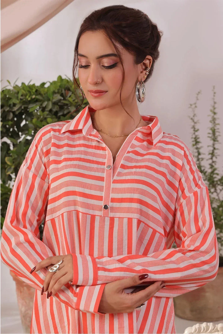 Ochre Women RTW Cotton 2 Piece Suit Coral Printed Cotton - Festive Collection