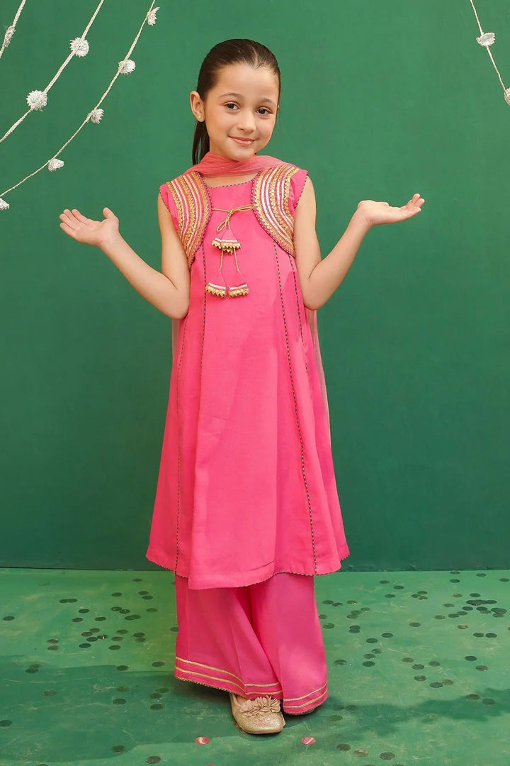 Ochre Girls Pret Embroidered Rod Silk 3 Piece Suit INCE-01 - Summer Collection