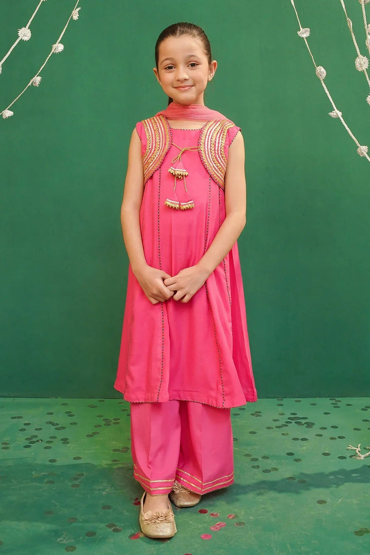 Ochre Girls Pret Embroidered Rod Silk 3 Piece Suit INCE-01 - Summer Collection