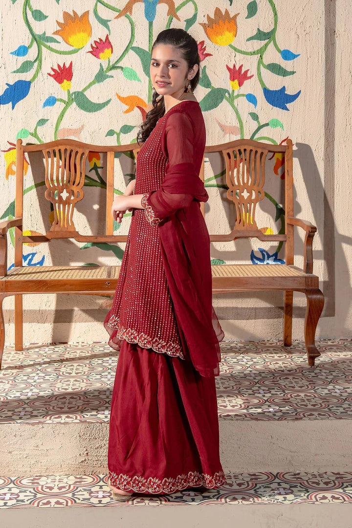 Ochre Girls Pret Embroidered Chiffon 3 Piece Suit EM-50 - Summer Collection