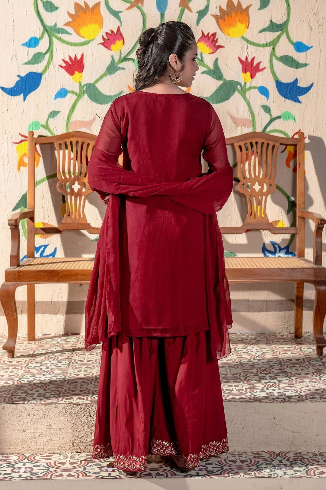 Ochre Girls Pret Embroidered Chiffon 3 Piece Suit EM-50 - Summer Collection