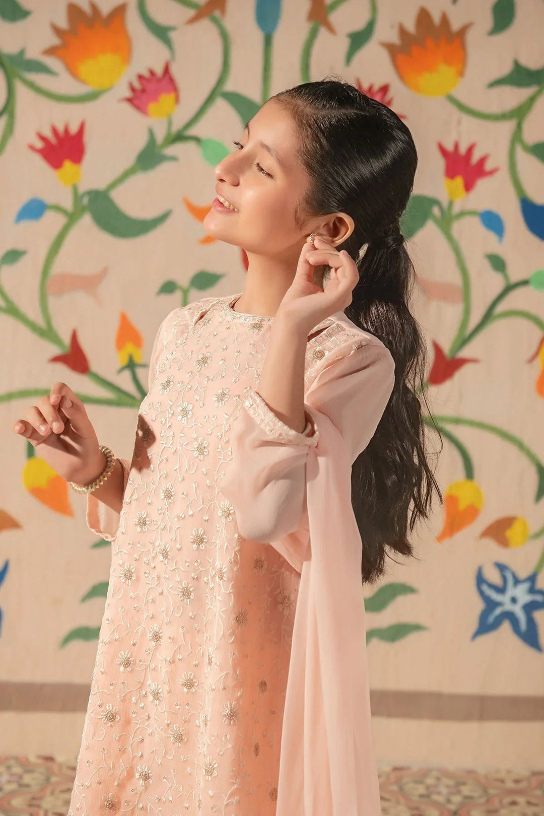 Ochre Girls Pret Embroidered Chiffon 3 Piece Suit EM-46 - Summer Collection