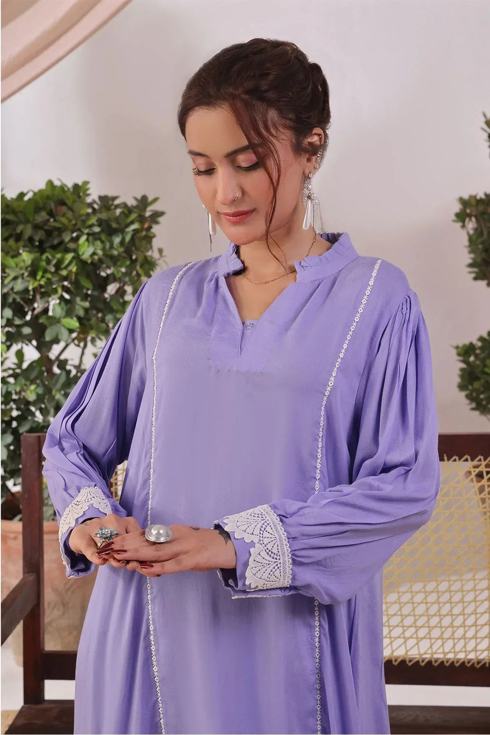 Ochre Women RTW Silk 2 Piece Suit Lavender Rod Silk - Festive Collection