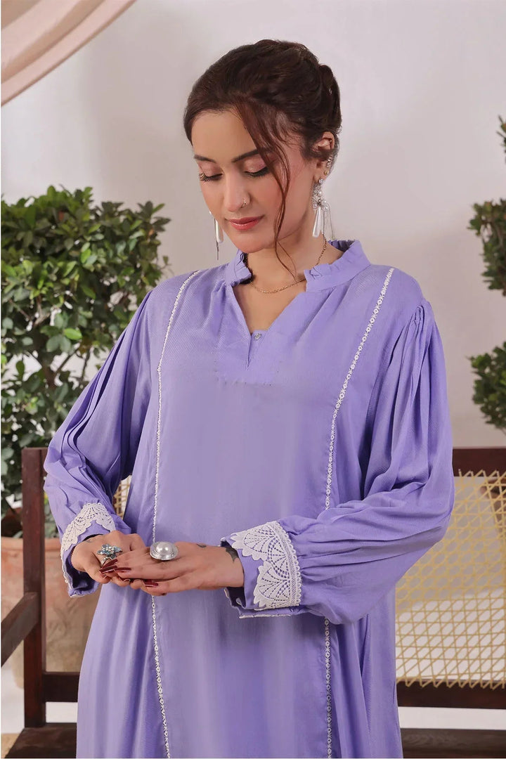 Ochre Women RTW Silk 2 Piece Suit Lavender Rod Silk - Festive Collection