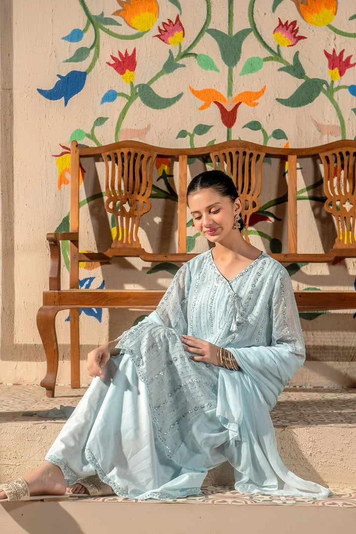 Ochre Girls Pret Embroidered Chiffon 3 Piece Suit EM-44 - Summer Collection