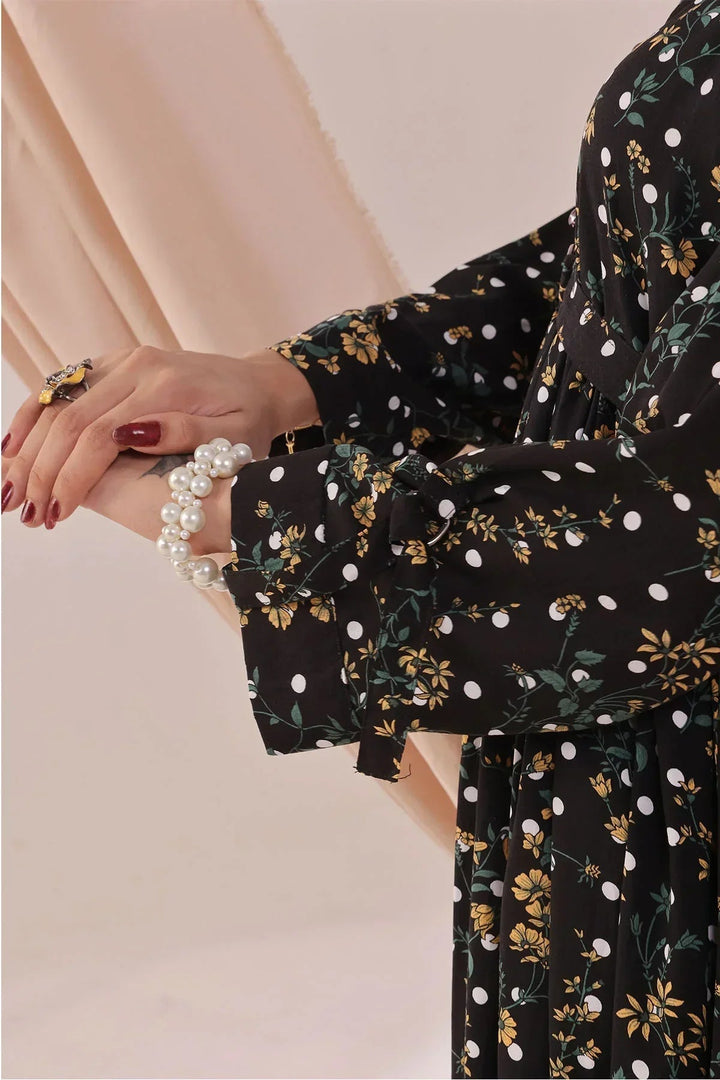 Ochre Women RTW Boski Linen 1 Piece Suit Black Printed Boski Linen Printed Dress - Festive Collection