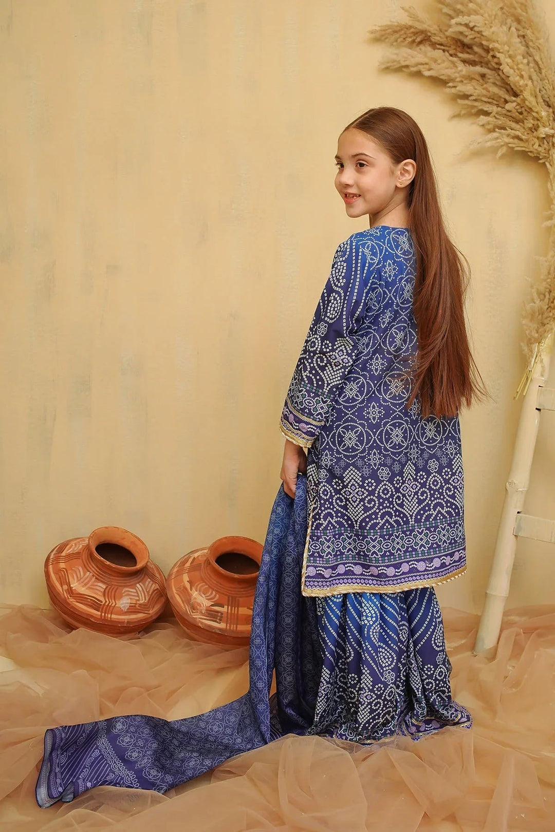 Ochre Girls Pret Printed Swiss Lawn 3 Piece Suit CORF-09 - Summer Collection