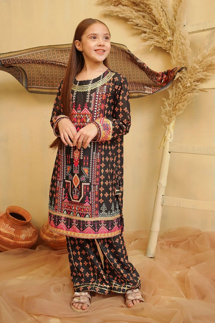 Ochre Girls Pret Printed Swiss Lawn 3 Piece Suit CORF-07 - Summer Collection