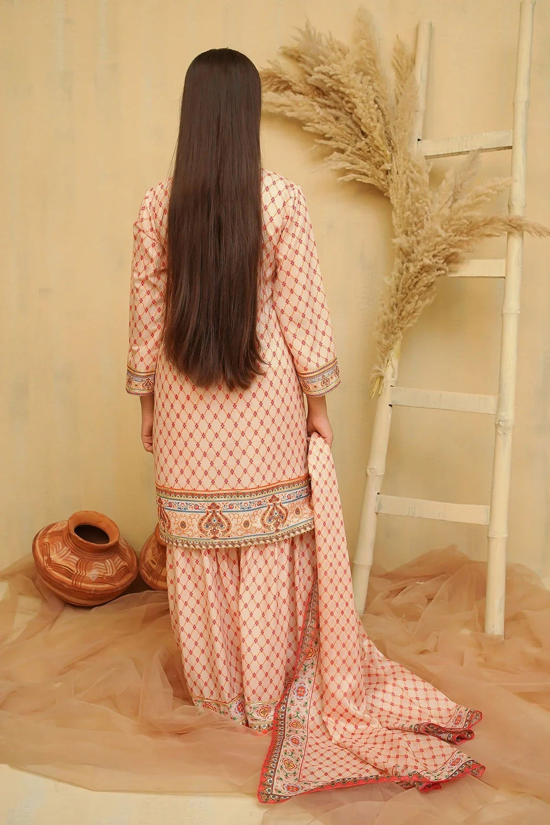 Ochre Girls Pret Printed Swiss Lawn 3 Piece Suit CORF-05 - Summer Collection