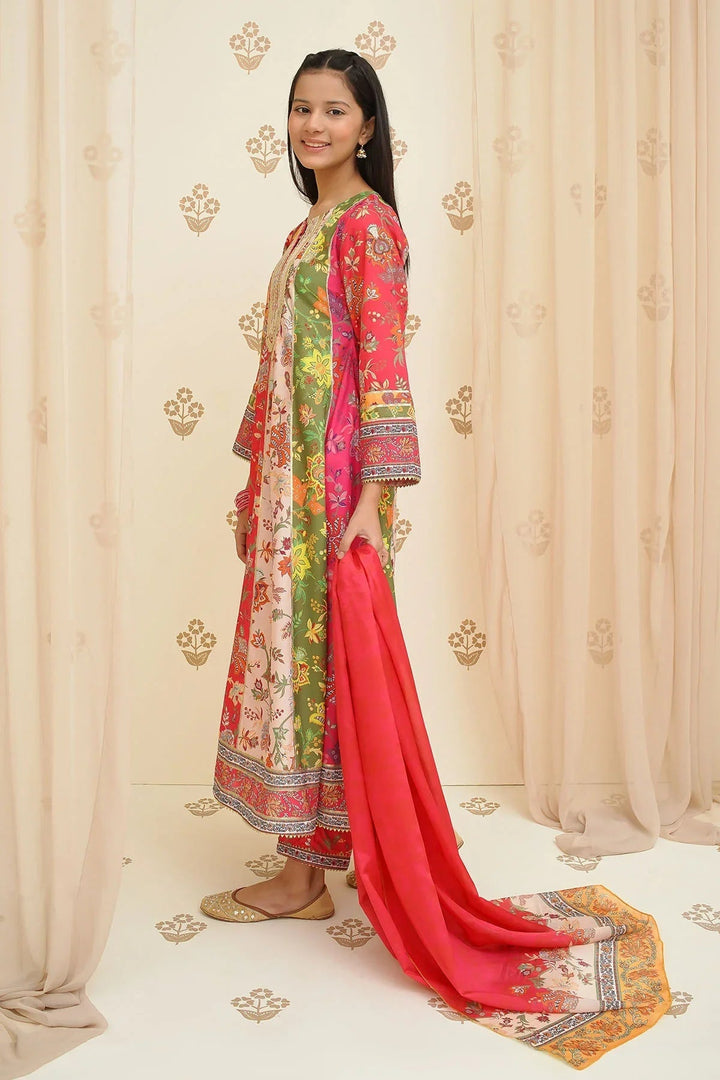 Ochre Girls Pret Embroidered Swiss Lawn 3 Piece Suit CORF-02 - Summer Collection