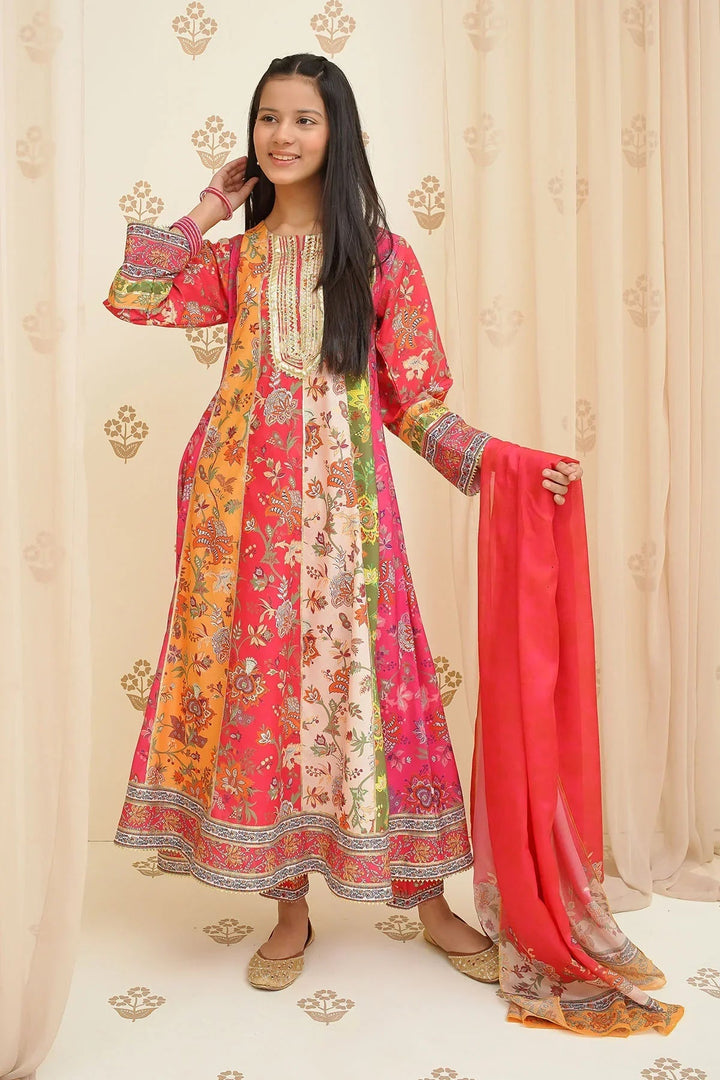Ochre Girls Pret Embroidered Swiss Lawn 3 Piece Suit CORF-02 - Summer Collection